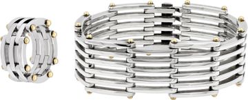 Tiffany & Co. Gate Link bracelet and ring in sterling silver with 18k Tiffany & Co. Gate Link bracelet and ring in sterling silver with 18k accents Jewelry Collection