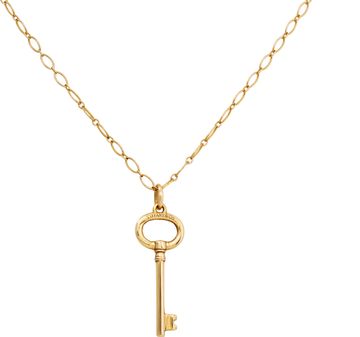 Tiffany & Co key pendant and chain in 18k yellow gold Tiffany & Co key pendant and chain in 18k yellow gold