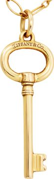 Tiffany & Co key pendant and chain in 18k yellow gold