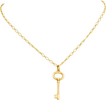 Tiffany & Co key pendant and chain in 18k yellow gold