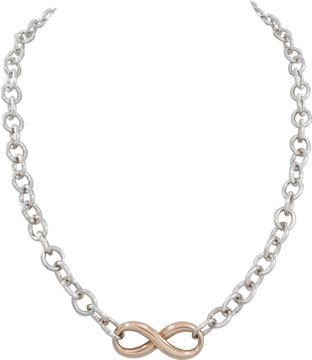 Tiffany and Co Necklace in stereling silver with infinity Rubedo metal center piece Necklace Collection