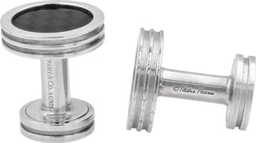 Tiffany and Co. Paloma Picasso Carbon Fiber and Sterling Silver Cufflinks