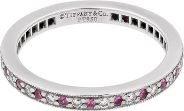 Tiffany & Co. pink sapphire and diamond platinum band