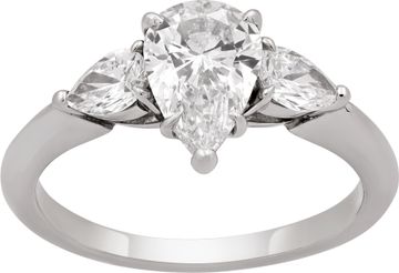 Tiffany & Co. diamond ring Tiffany & Co. Platinum diamond ring set with one pear brilliant cut diamond flanked by two pear shaped diamonds Ring Collection