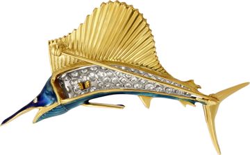 Tiffany & Co. Sailfish Diamond and enamel Blue Marton 18k brooch
