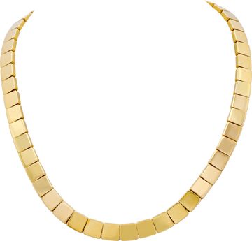 Tiffany & Co square panel mirror link necklace in 18k yellow gold. 16 inch length. 7.5 mm width. Circa 2002.