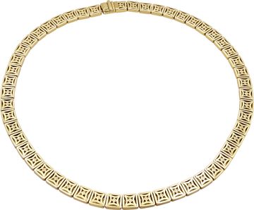 Tiffany & Co square panel mirror link necklace in 18k yellow gold. 16 inch length. 7.5 mm width. Circa 2002.