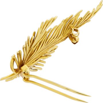Tiffany and Co.feather Brooch 18k yellow gold