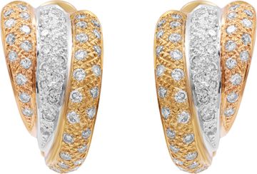 Tri-Color earrings in 18k white, rose and yellow gold with clasp and post