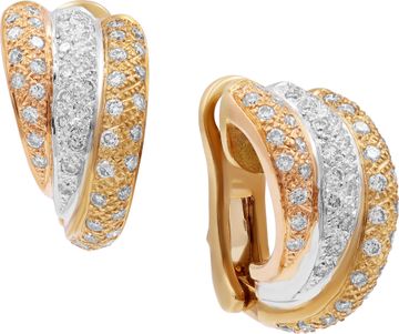 Tri-Color earrings in 18k white, rose and yellow gold with clasp and post Earring Collection