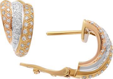 Tri-Color earrings in 18k white, rose and yellow gold with clasp and post