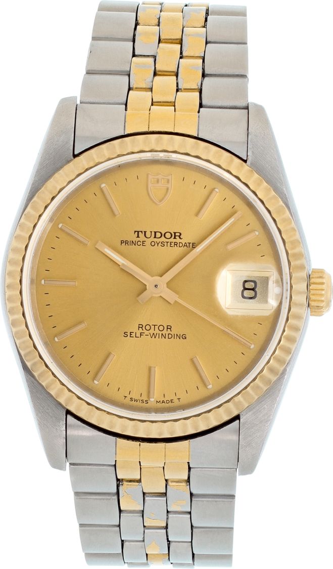 Pre-owned Tudor Prince Date 74033 Stainless Steel and Gold