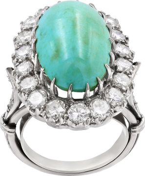 Turqoise and Diamond ring in 18k white gold Ring Collection