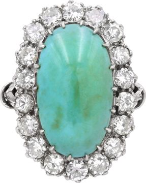 Turqoise and Diamond ring in 18k white gold