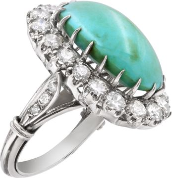 Turqoise and Diamond ring in 18k white gold
