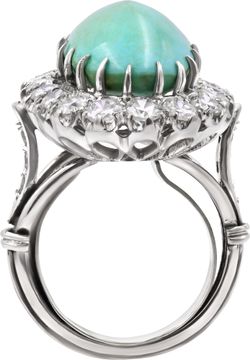 Turqoise and Diamond ring in 18k white gold