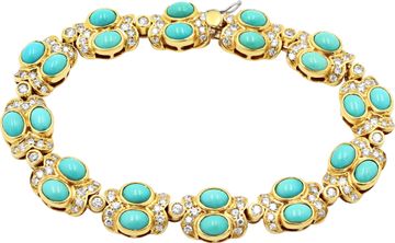Turquoise and diamond bracelet in 18K yellow gold, Bracelet Collection