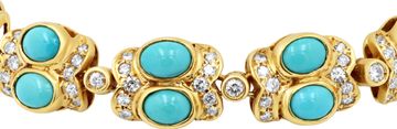 Turquoise and diamond bracelet in 18K yellow gold