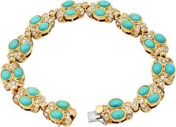 Turquoise and diamond bracelet in 18K yellow gold