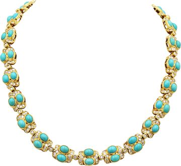 Turquoise and diamond neckalce in 18k yellow gold
