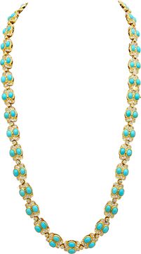 Turquoise and diamond necklace in 18k yellow gold