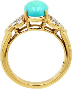 Turquoise and diamond ring in 18k yellow gold