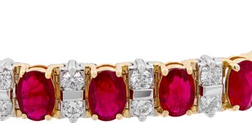 Two-Tone Ruby and Diamond bracelet in 14k white and yellow gold