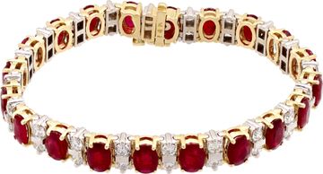 Two-Tone Ruby and Diamond bracelet in 14k white and yellow gold