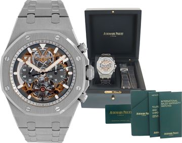 Unused Audemars Piguet Royal Oak Tourbillon "Chronograph Openworked Limited Edition" 44mm 26347TI.OO.1205TI.01 Mens Watch Collection