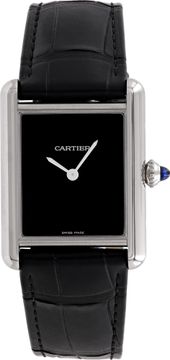 Cartier Tank 4323 Sterling Silver Black dial 34mm Quartz watch Unused Cartier Tank "Tank Must Large model" 33.7mm 4323/ WSTA0108 Mens Watch Collection