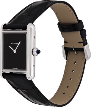 Cartier Tank 4323    Sterling Silver    Black dial 34mm    Quartz watch
