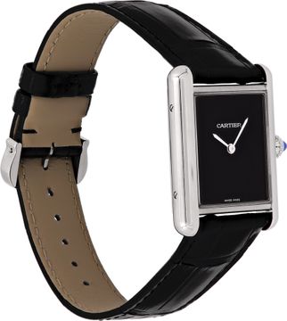 Cartier Tank 4323    Sterling Silver    Black dial 34mm    Quartz watch