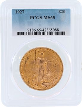 US $20 Saint-Gaudens Double Eagle Gold coin from 1927. PCGS MS65 US $20 Saint-Gaudens Double Eagle Gold coin from 1927. PCGS MS65 Jewelry Collection