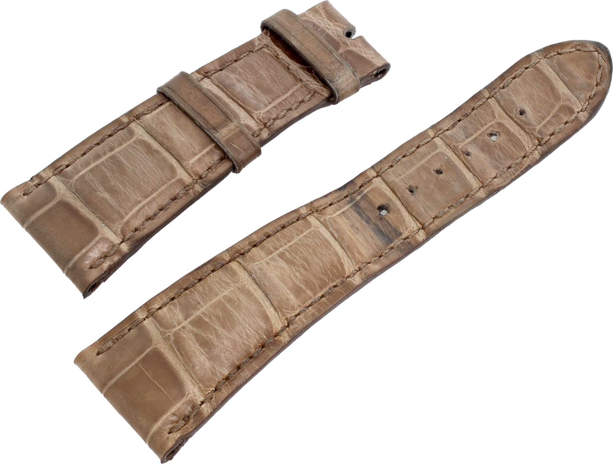 PATEK PHILIPPE 純正 アリゲーターベルト 20-16mm Used Patek Philippe Light Brown Alligator Strap 21mm X 16mm