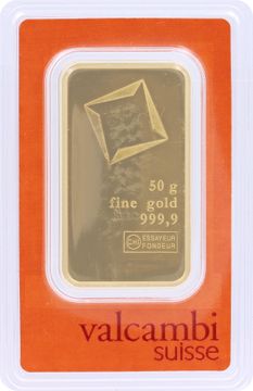 Valcambi Suisse 50 gram gold bullion bar Valcambi Suisse 50 gram gold bullion bar Jewelry Collection