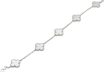 Van Cleef & Arpels bracelet Vintage Alhambra bracelet, 5 motifs in 18k white gold white mother of pearl