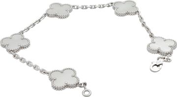 Van Cleef & Arpels bracelet Vintage Alhambra bracelet, 5 motifs in 18k white gold white mother of pearl
