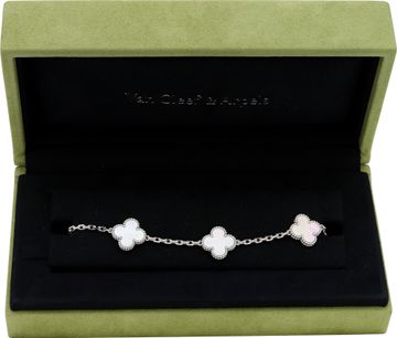 Van Cleef & Arpels bracelet Vintage Alhambra bracelet, 5 motifs in 18k white gold white mother of pearl