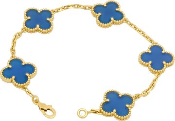 Van Cleef & Arpels Vintage Alhambra 5 motif blue agate bracelet in 18k yellow gold