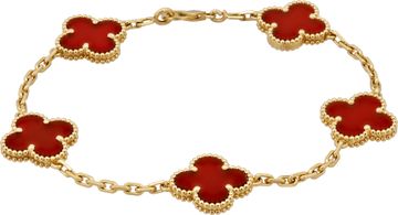 Van Cleef & Arpels Vintage Alhambra 5-Motif Bracelet Carnelian 18k yellow gold Van Cleef & Arpels Vintage Alhambra 5-Motif Bracelet Carnelian 18k yellow gold Bracelet Collection