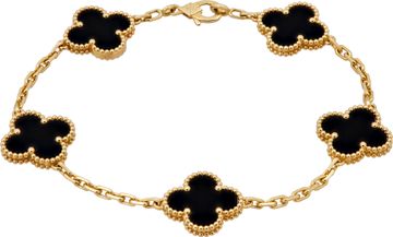 Van Cleef & Arpels Vintage Alhambra 5-Motif bracelet onyx 18k yellow gold Van Cleef & Arpels Vintage Alhambra 5-Motif bracelet onyx 18k yellow gold Bracelet Collection