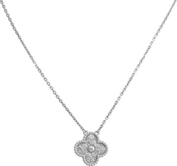 Van Cleef & Arpels Vintage Alhambra pendant diamonds in 18k white gold Necklace Collection