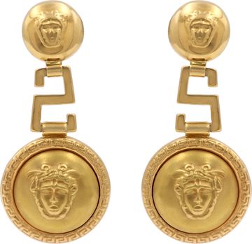 Versace inspired Medusa drop earrings in 18k yellow gold