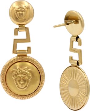 Versace inspired Medusa drop earrings in 18k yellow gold