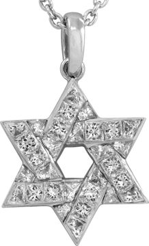 Vintage Cartier Star of David diamond pendant in platinum on an 18k white gold chain