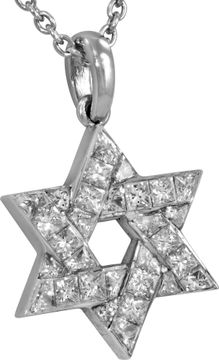 Vintage Cartier Star of David diamond pendant in platinum on an 18k white gold chain