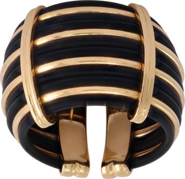 Vintage Cuff Ring In 18 Yellow Gold And Rubber Jewelry Collection