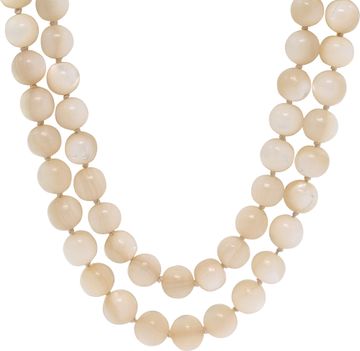 VIntage Mother of pearl beads necklace with Mother of pearl cameo clasp on 14K yellow