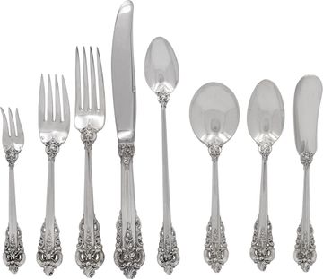 Wallace Grand baroque Sterling silver 96 pieces serving 12. Wallace Grand baroque Sterling silver 96 pieces serving 12. Sterling Silver Collection