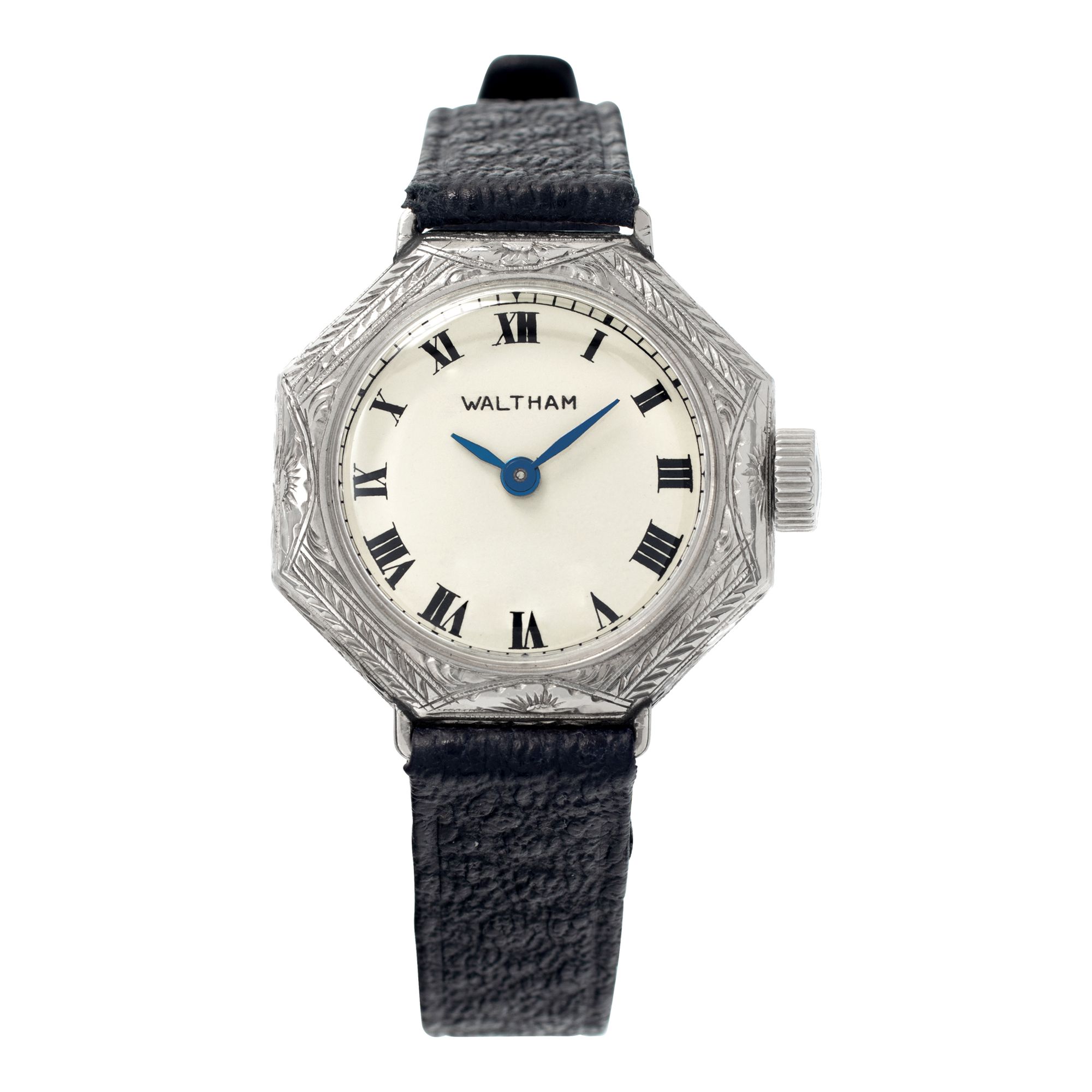 WALTHAM Solid 18k White Gold Watch 95590 52 White Diamond Ladies 14K White Gold & Diamond Waltham Ladies Wind Up Wristwatch  main image 3